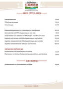 Speisekarte mit Empfehlungen